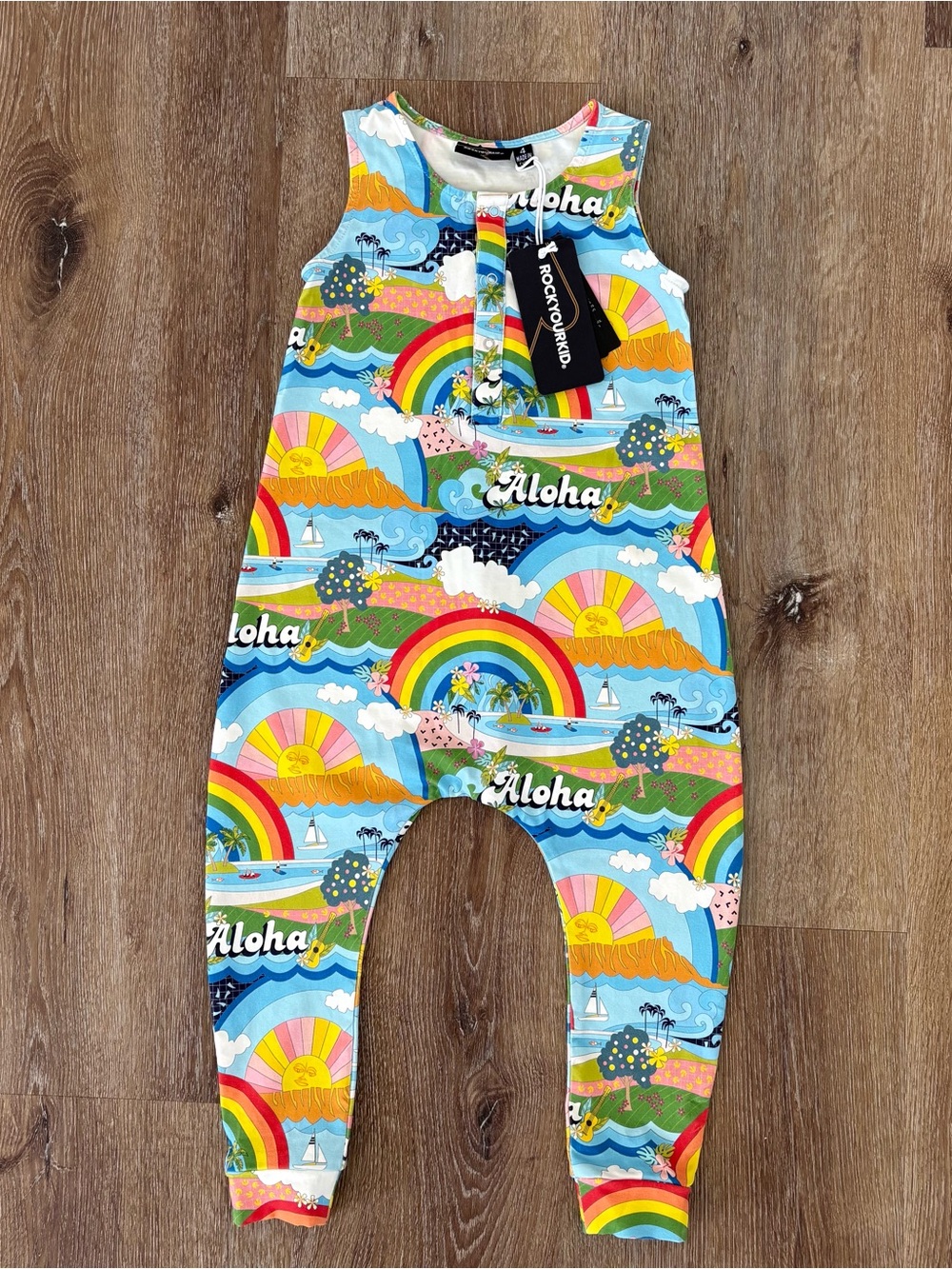 NWT Rock Your Baby Aloha Rainbow Vacation Ready Jumpsuit Size: 4T| Vacay Ready
